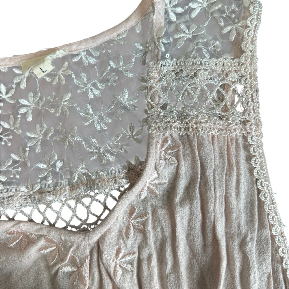 POL Floral Lace Sheer Tank Top Tunic Size Large - Picture 4 of 4
